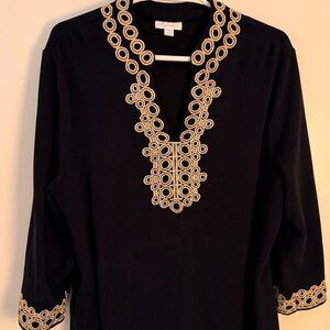 Charter Club Black Tunic with Gold detail XXL